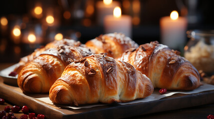 Freshly baked pastries and vintage kitchenware, lifestyle, background, blurred Generative AI