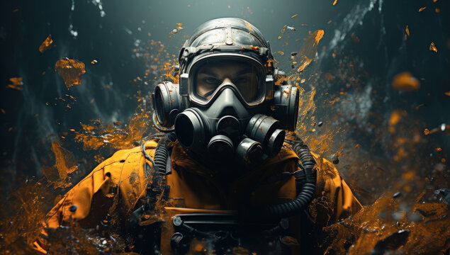 a diving man wearing a scuba mask