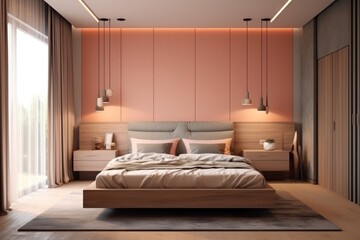 Details of a cozy bedroom with rich earthy colors and luxury touches. Luxurious details and furnishings.