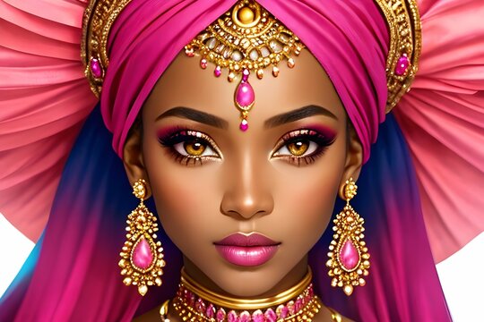 Beautiful indian woman with jewellery ai generative image