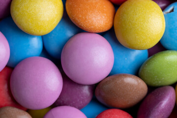 Multicolored chocolates with chocolate filling