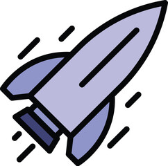 Rocket toy icon outline vector. Spaceship flame. Rocketship launch color flat