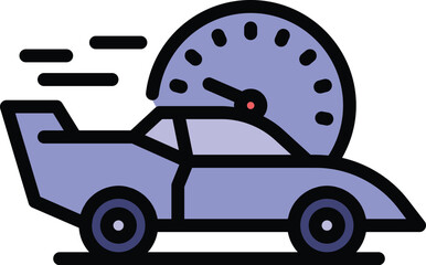 Speed car icon outline vector. Vehicle drive. Automobile speed road color flat