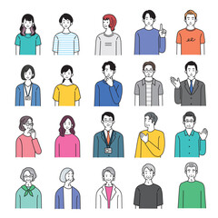 色々な年代の人物のシンプルなイラストセット
