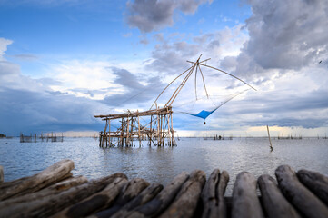 Fototapeta premium Nature, Landscape, View sea and This is a type of fishing gear called Yo. 