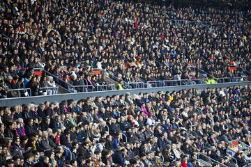 The stands full of people at the Camp Nou stadium of the local team Barcelona FC in the Catalan capital