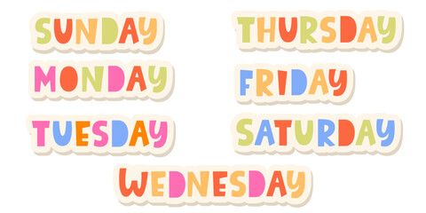 Days Of Week Set Sticker Planner Lettering Element