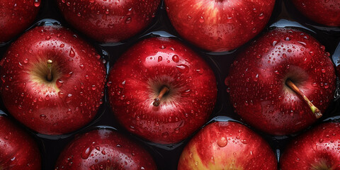 Fototapeta na wymiar Fresh red apples fruit background image. Generative AI graphic