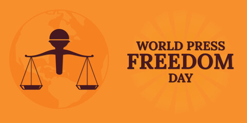Vector illustration of an orange background of world press freedom day.