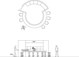 Vector sketch illustration of cafe bar table design for drink