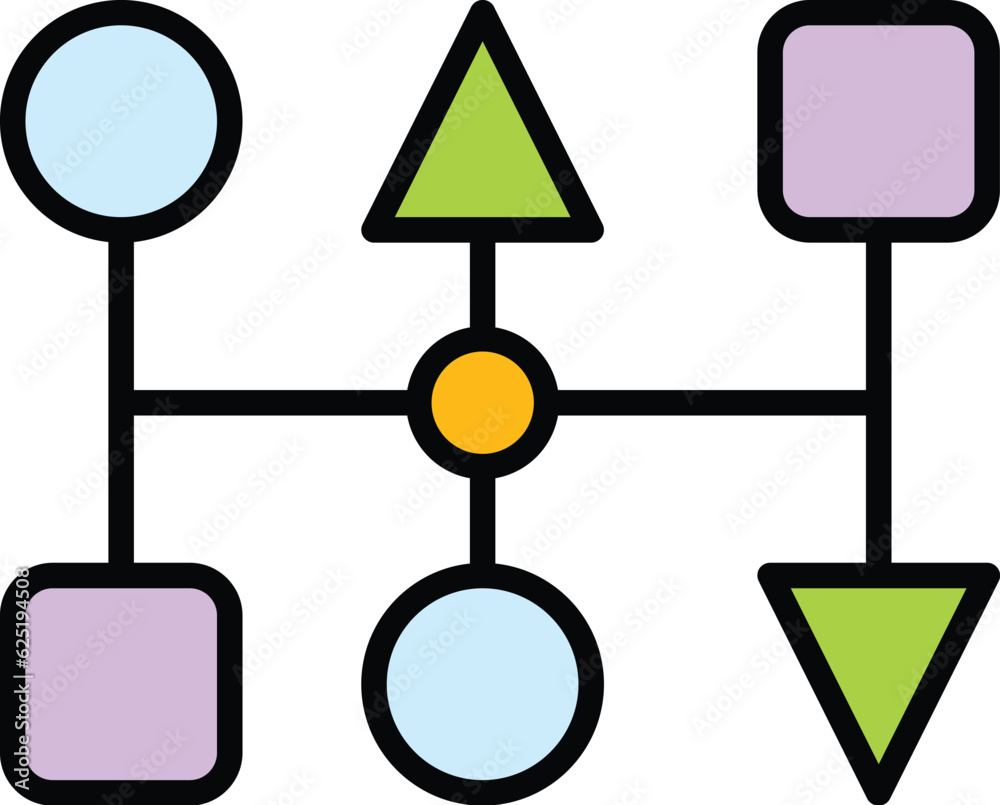 Poster complex scheme icon outline vector. system data. science technology color flat