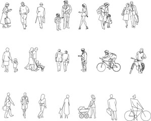 Sketch vector illustration of a collection of character designs of people doing work activities