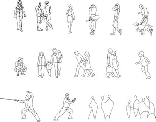 Sketch vector illustration of a collection of character designs of people doing work activities