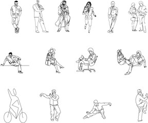 Fototapeta na wymiar Sketch vector illustration of a collection of character designs of people doing work activities