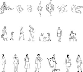 Fototapeta premium Sketch vector illustration of a collection of character designs of people doing work activities