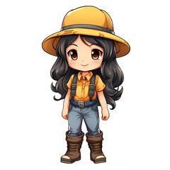Cute Country Girl Clipart Illustration