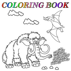Coloring book with cartoon dinosaurs