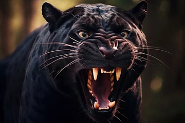 Tuinposter Close Up Black Panther Angry © Boma