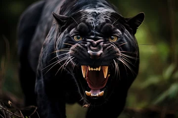 Fotobehang Close Up Black Panther Angry © Boma