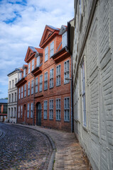 Schöne historische Straße in der Altstadt von Schwerin