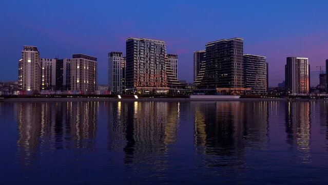 Modern contemporary acrhitecture district Belgrade Waterfront on river Sava, Belgrade, Serbia