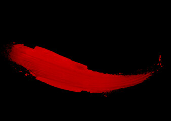 Red brush stroke finger isolated on black background. Royalty high-quality free stock photo image...