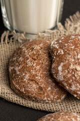 Fresh chocolate gingerbread and mill milk