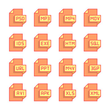 File Formats Icons Filled Outline Style for Any Purpose