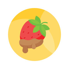 An amazing chocolate dipped strawberry vector design, modern flat style