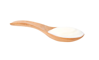 sour cream in wooden spoon, mayonnaise, yogurt on transparent png