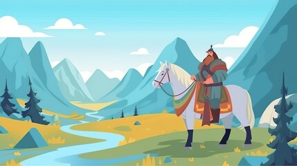 Abstract background Mongol empire. Designing of a historically accurate banner that showcases the cultural and historical significance of the Mongol Empire. Generative AI.