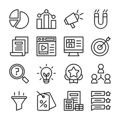 Marketing Icons Outline Style for Any Purpose