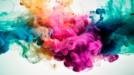Abstract colored ink background, colored smoke. vertical wallpaper. ink explosion