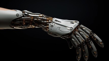 Robotic futuristic hand, future hand concept. Created with Generative Ai technology.