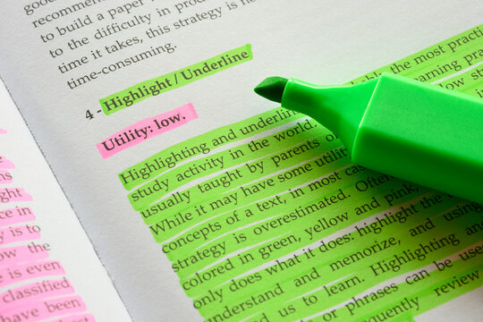 Wrong technique to use highlighting technique in a book.