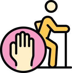 Ageism stereotype icon outline vector. Senior discrimination. Society prejudice color flat