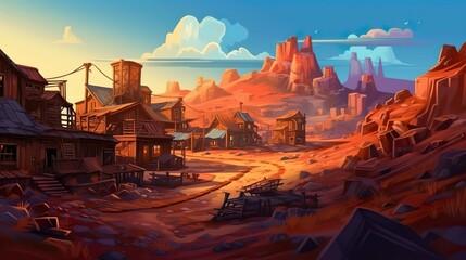 Abstract background gold rush and mines. Illustration of the impact of a gold rush on a region's history and development. Generative AI.