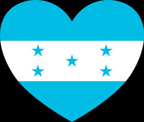 Honduras flag in heart shape isolated  on  transparent  background