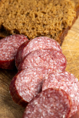 Sausage of moose meat cut into pieces