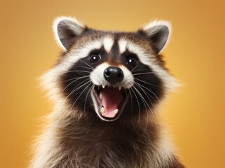 Funny Raccoon Portrait, A Beautiful and Cute Young Mammal in its Natural Habitat, Generative AI