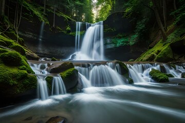 waterfall in the forest generated by AI technology
