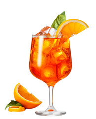 Aperol Spritz drink coctail isolated on the transparent background PNG. AI generative.	