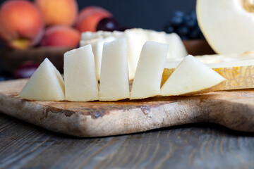 Ripe delicious melon during dessert cooking