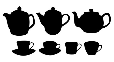 Silhouette Tea Cup Set Vector Design