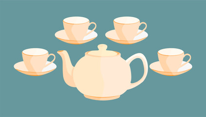 Modern Tea Cup Set Vector Design