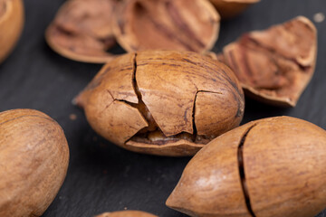fresh crop of pecans on the surface