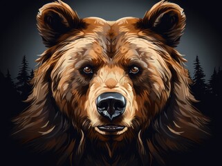Fototapeta premium Ursus Portrait, A Majestic Illustration of a Dangerous Grizzly Bear, Generative AI
