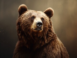 Ursus Portrait, A Majestic Illustration of a Dangerous Grizzly Bear, Generative AI