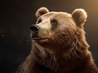 Ursus Portrait, A Majestic Illustration of a Dangerous Grizzly Bear, Generative AI