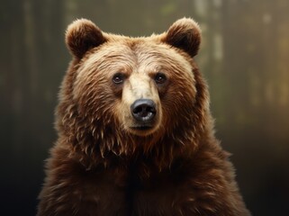 Fototapeta premium Ursus Portrait, A Majestic Illustration of a Dangerous Grizzly Bear, Generative AI